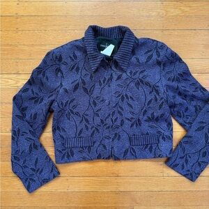 purple floral cropped cardigan